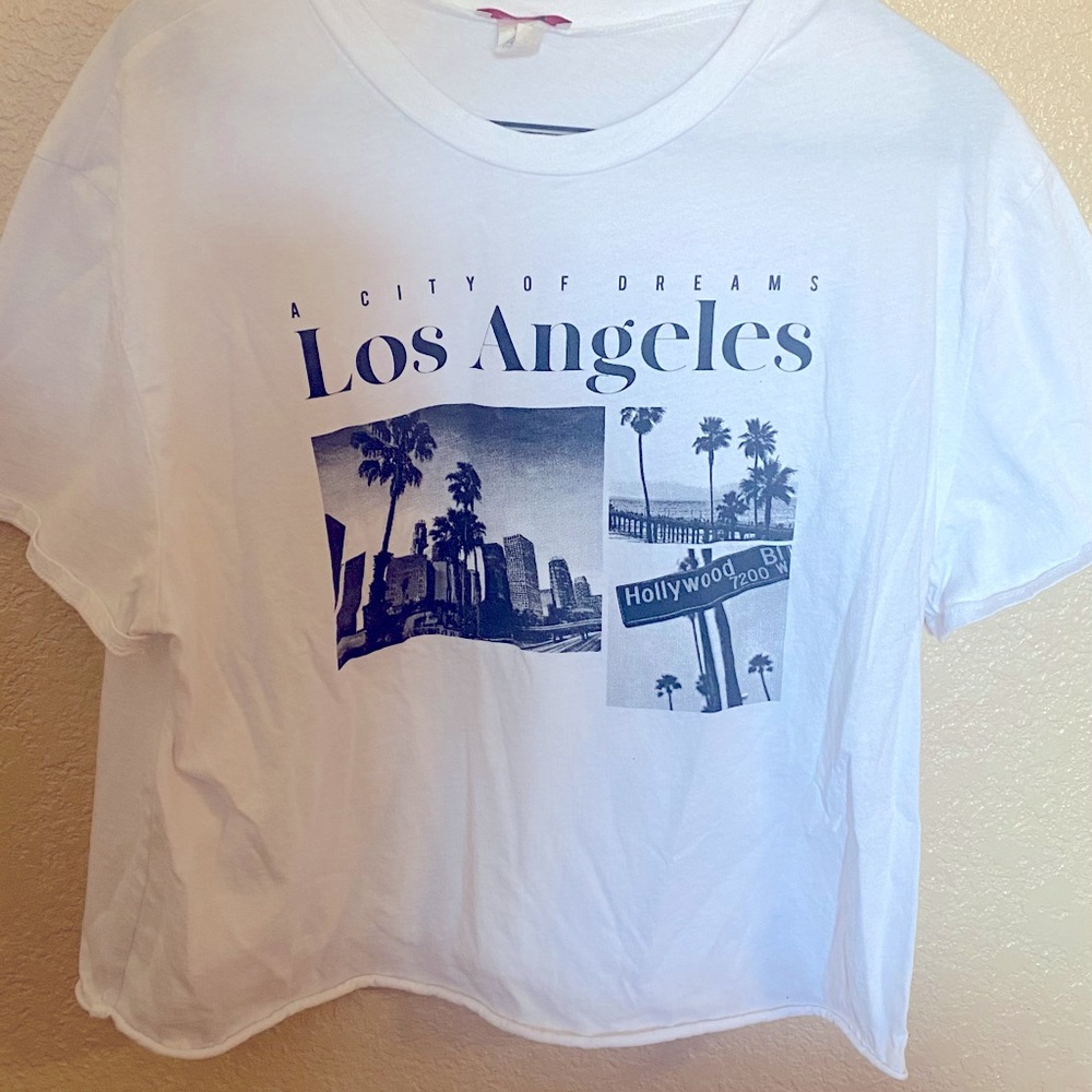 Los Ángeles white large cropped T-shirt